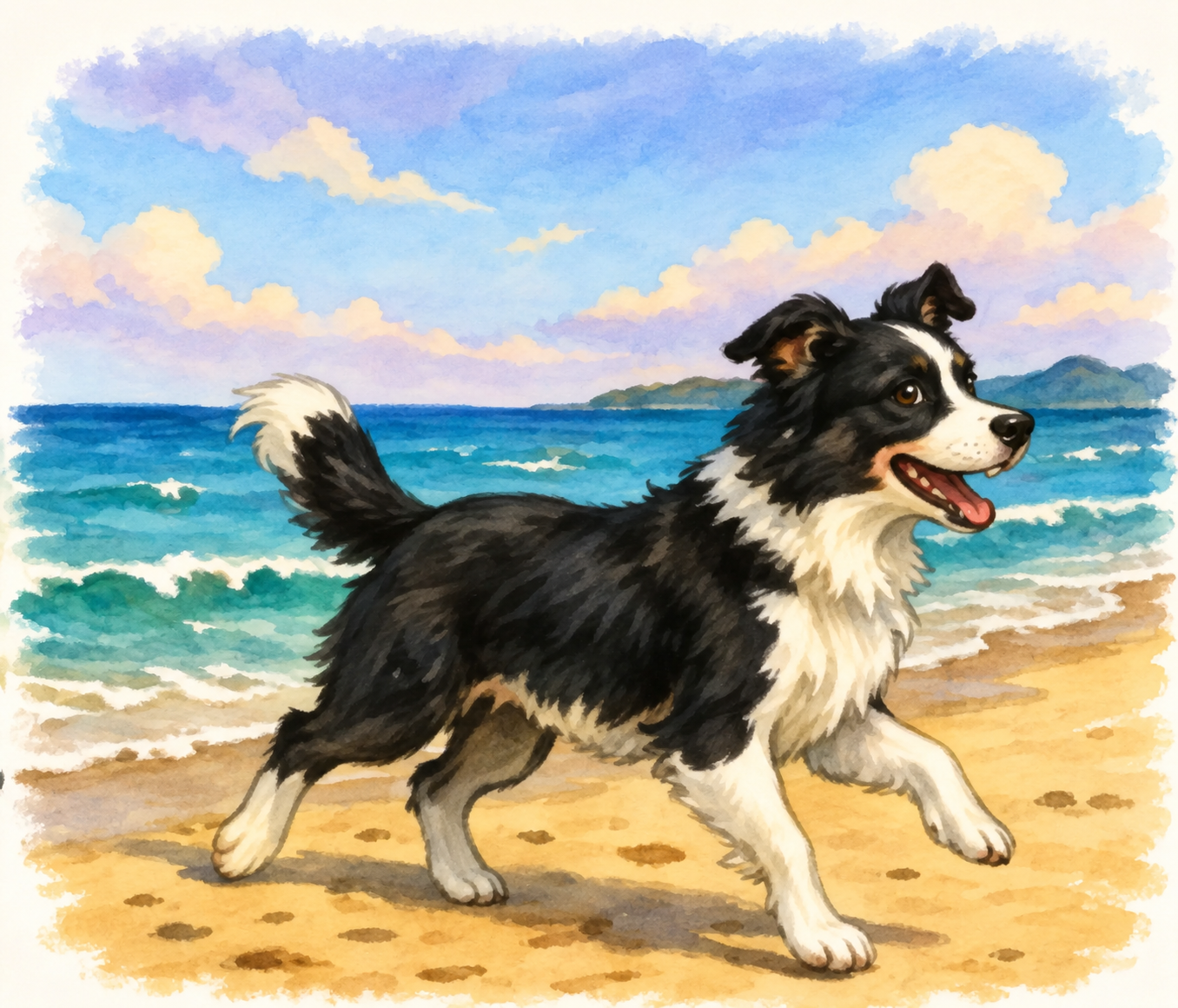 Rover enjoying a beach walk
