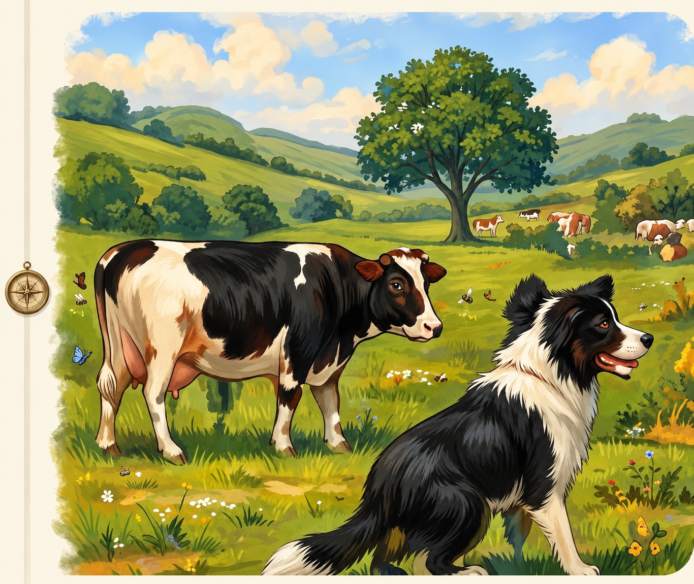 Rover helping herd cows